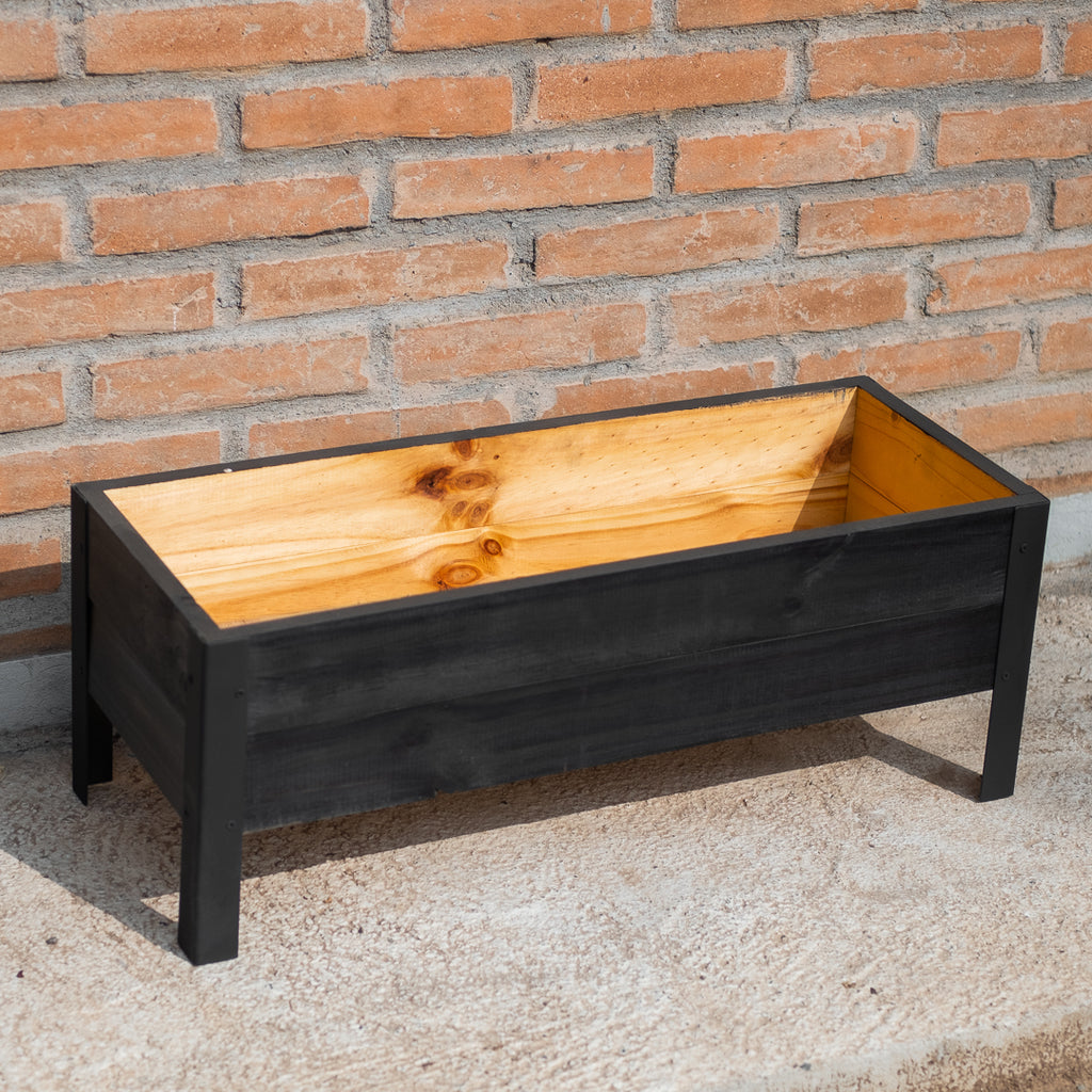 Jardinera mediana con patas de metal 80x32x30 cms.