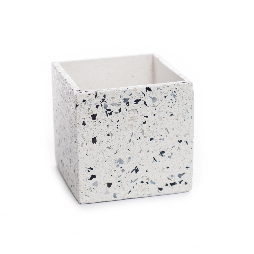 Macetero de Cemento Cuadrado Terrazo - 8x8 cms.
